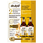 Atulya Smooth & Shiny Hair Pack - Keratin & Wheat Protein Shampoo + Conditioner 2 pcs (300 ml each)