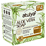 Atulya Remedying Aloe Vera Soap - Moisturising & Nourishing, Value Pack 300 g (Pack of 4)