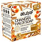 Atulya Nourishing Chandan Haldi Soap - Purifying & Protecting, Value Pack 300 g (Pack of 4)