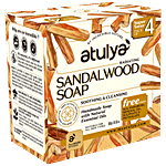 Atulya Radiating Sandalwood Soap - Soothing & Cleansing, Value Pack 300 g (Pack of 4)