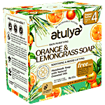 Atulya Skin Purifying Orange & Lemongrass Soap - Smooth & Mood Lifting, Value Pack 300 g (Pack of 4)