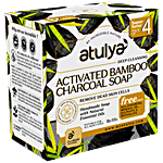 Atulya Deep Cleansing Activated Bamboo Charcoal Soap - Removes Dead Cells, Value Pack 300 g (Pack of 4)