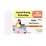 Plush Daily Panty Liners - 100% Pure U.S. Cotton, Provides All Day Freshness, 180 mm 30 pcs