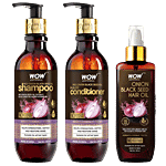 Wow Skin Science Onion Oil Restore & Rejuvenate Hair Care Kit - Shampoo + Conditioner + Oil 3 pcs (Shampoo, 250 ml + Conditioner, 250 ml + Oil, 150 ml)