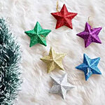 Creative Space Christmas Shiny Hanging Stars - Assorted, Plastic, Reflective 6 pcs