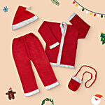 Creative Space Christmas Santa Claus Dress For Kids, 3 To 5 Years Old, 1 Jacket, 1 Lower, 1 Cap, 1 Santa Pouch 1 pc