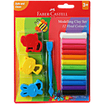 Faber castell Modelling Clay Set With 12 Vivid Colours, 3 Jigsaw Mould & 1 Craft Tool - Safe & Clean, 120894 150 g Blister Pack
