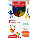 Faber castell Modelling Dough Pack - 6 Shades From Natural Ingredients, 12 Design Moulds, Plastic Knife & Roller 50 g