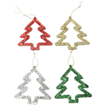 Aarush Festivities Hanging Glitter Ornaments - For Christmas/Xmas Trees 4 pcs