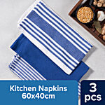 bb home Kitchen Napkins - Seine, Blue, 60 x 40 cm, Large 3 pcs