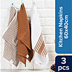 bb home Kitchen Napkins - Seine, Brown, 60 x 40 cm, Large 3 pcs