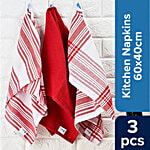 bb home Kitchen Napkins - Rhine, Red, 60 x 40 cm, Large 3 pcs