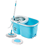 Prestige Maxima Magic Spin Mop - Plastic & Steel Wringer, With Rod, 1.62 ft, Blue 1 pc 
