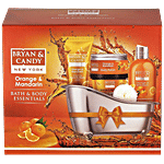 Bryan & Candy  Bath Tub Gift Set - Orange & Mandarin, Complete Home Spa Experience, For Men & Women 4 pcs