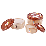 Dream Home Storage Containers - Plastic, Brown, Big, Plain, Nested, DLX 3 pcs (1.4 L, 900 ml, 500 ml)