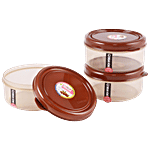 Dream Home Storage Containers - Plastic, Brown, Medium, Plain, Nested, DLX 900 ml (Set of 3)
