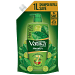 Dabur Vatika Health Shampoo Refill Pouch, With 7 natural ingredients, Controls Frizz 1 L Pouch
