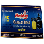Plastobag Garbage Bags - 51 Microns, Medium 15 pcs 