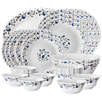 Larah by Borosil Dinner Set - Opalware, Helena, White 27 pcs
