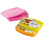 Nayasa Witty Plastic Lunch Box For Kids - School, Office, Tiffin Box, Dabba, Multicolour 1 pc 