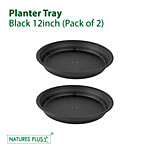 Natures Plus Planter Tray 37 m - 30 cm, Black, Durable, Longlasting 2 pcs