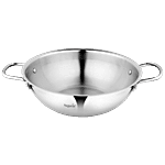 Segovia Stainless Steel Kadhai - Riveted Handle Size, Heavy Gauge Induction Friendly 4 L