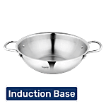 Segovia Stainless Steel Kadhai With Riveted Handle - Silver, Induction 4 L