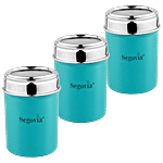 Segovia Stainless Steel Top See Through Spice/Masala Jar - Teal, Airtight 300 ml (Set of 3)