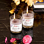 eCraftIndia Glass Wax Candle - Lavender Flavour Scent, Decorative, Christmas Candles, 4.97x4.97x5.99 cm 2 pcs