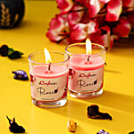 eCraftIndia Glass Wax Candle - Rose Flavour Scent, Decorative, Christmas Candles, 4.97x4.97x5.99 cm 2 pcs