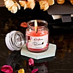 eCraftIndia Jar Wax Candle - With Rose Scent, Decorative, Christmas Decor, 5.99x5.99x8.99 cm 1 pc