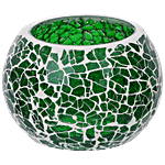 eCraftIndia Green Mosaic Glass Decorative Tea Light Holder, For Celebrations, 9 x 9 x 6.5 cm 1 pc