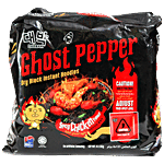 Daebak Ghost Pepper Dry Black Instant Noodles - With Spicy Chicken Flavour 131 g Pouch (Pack of 4)
