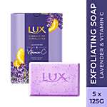 Lux Exfoliating Soap Bar - Lavender & Vitamin C, For Soft & Smooth Skin 125 g (Pack of 5)