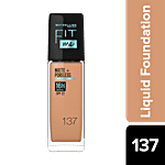 Maybelline New York Fit Me Matte+ Poreless Liquid Foundation - Matte Finish With 16H Oil Control, SPF 22 30 ml Golden Tan 137
