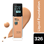 Maybelline New York Fit Me Matte+ Poreless Liquid Foundation - Matte Finish With 16H Oil Control, SPF 22 30 ml Warm Tan 326