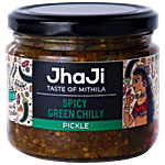JhaJi  Spicy Green Chilli Pickle - Tangy, Spicy, Sour 250 g