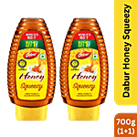 Dabur Honey Squeezy - Pure, Rich In Nutrients, No Sugar, Boosts Immunity 700 g Squeeze Bottle (Buy 1 Get 1 Free)