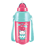 Milton Kool Trendy Plastic Insulated Water Bottle With Straw - For Kids, Cherry Pink 370 ml (1 pc)