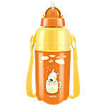 Milton Kool Trendy Plastic Insulated Water Bottle With Straw - For Kids, Orange 370 ml (1 pc)