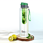Cello Detox Fruit & Tea Infuser Glass Water Bottle - Leak Proof, BPA Free, Durable, Green 750 ml