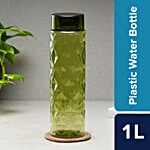 bb home Crystal Plastic PET Water Bottle - Break Resistant, Leak Proof, Olive Green 1 L