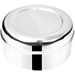 Omega Stainless Steel Round Puri Dabba/Container - No.6, Rust Proof, Durable, Silver 200 ml