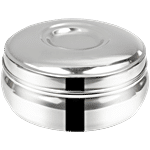 Omega Stainless Steel Round Belly Shape Puri Dabba - No.9, Rust Proof, Durable, Silver 900 ml
