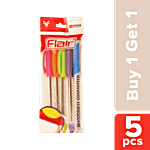 Flair Hotline Ball Pen - Blue, Comfortable Grip 5 pcs (Buy 1 Get 1 Free)