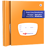 Target Publications Four Line Notebook - 172 Pages, Hard Bound, Brown Cover, 57 GSM 3 pcs (Set of 3)