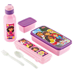Pratap Fun School Time Dora & Friends Lunch Box Set - Lightweight 6 pcs 
