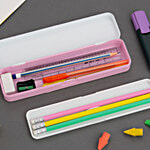 Hazel Active Plastic Pencil Box - Durable, Lightweight, Pink 1 pc 
