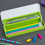 Hazel Idea Plastic Pencil Box - Durable, Lightweight, Pink 1 pc