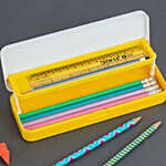 Hazel Idea Plastic Pencil Box - Durable, Lightweight, Ivory 1 pc